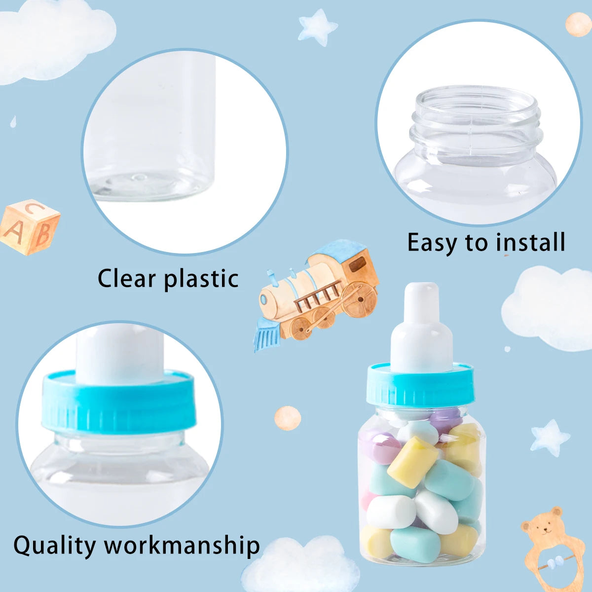 12pcs Blue Pink Mini Baby Bottle Candy Chocolate Marshmallows Packaging Box Baby Bottle Candy Box Baby Shower Gender Reveal Gift
