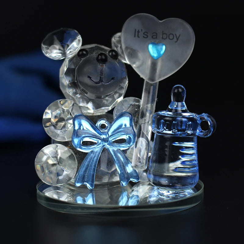 6 pieces per Lot Adorable Crystal Bear with Milk Bottle for Boy Girl Baby Shower Party Favor Gifts