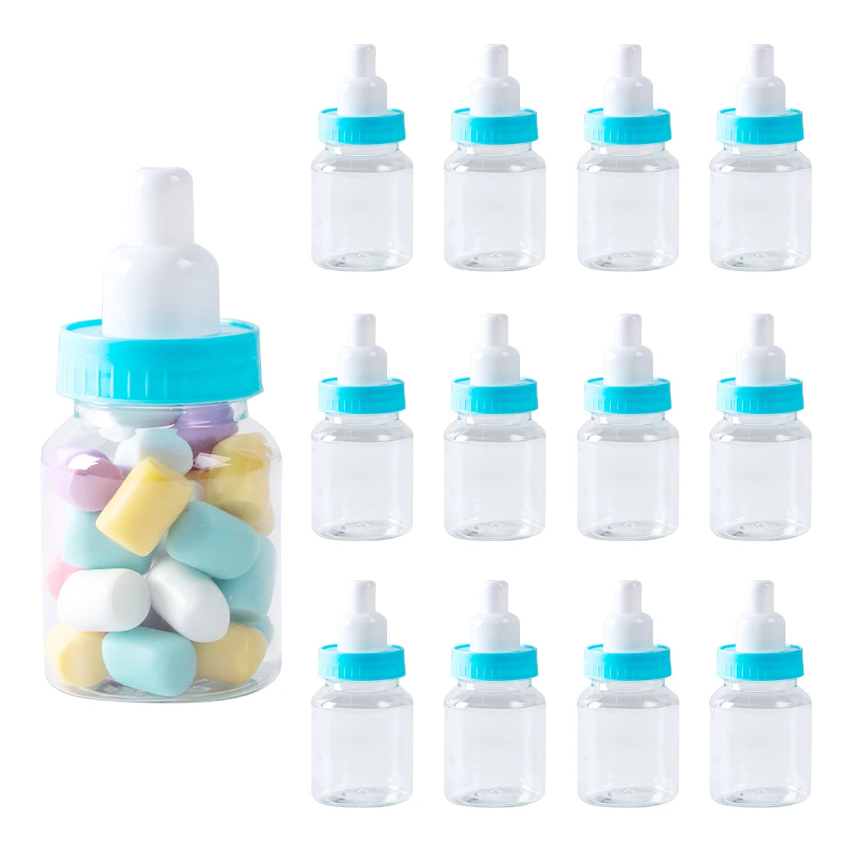 12pcs Blue Pink Mini Baby Bottle Candy Chocolate Marshmallows Packaging Box Baby Bottle Candy Box Baby Shower Gender Reveal Gift
