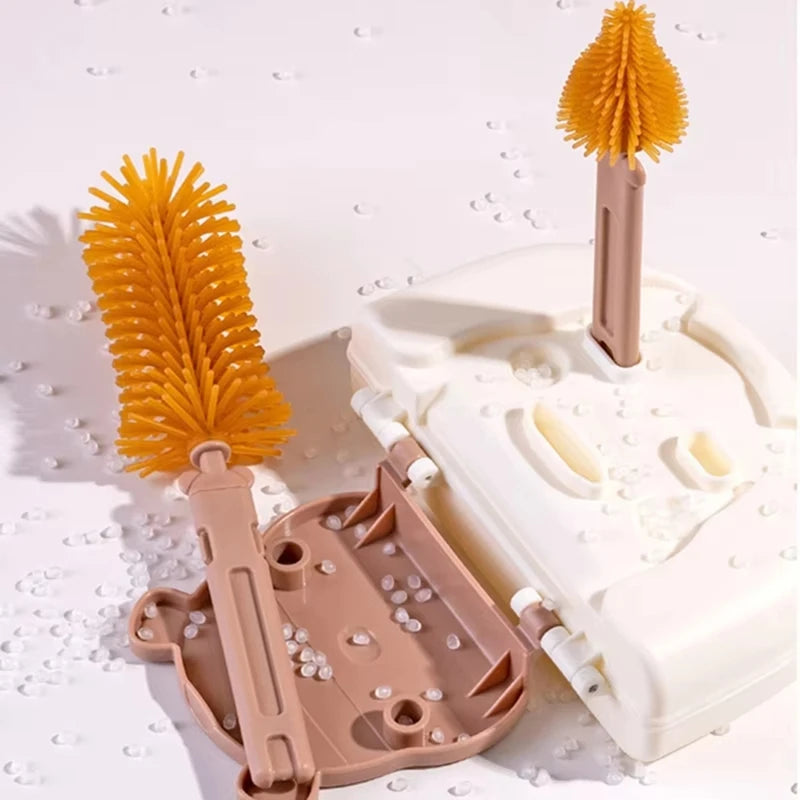Baby Bottle Cleaning Kit With Drying Rack, Silicone Brushes, Straw & Nipple Cleaner, Storage Box