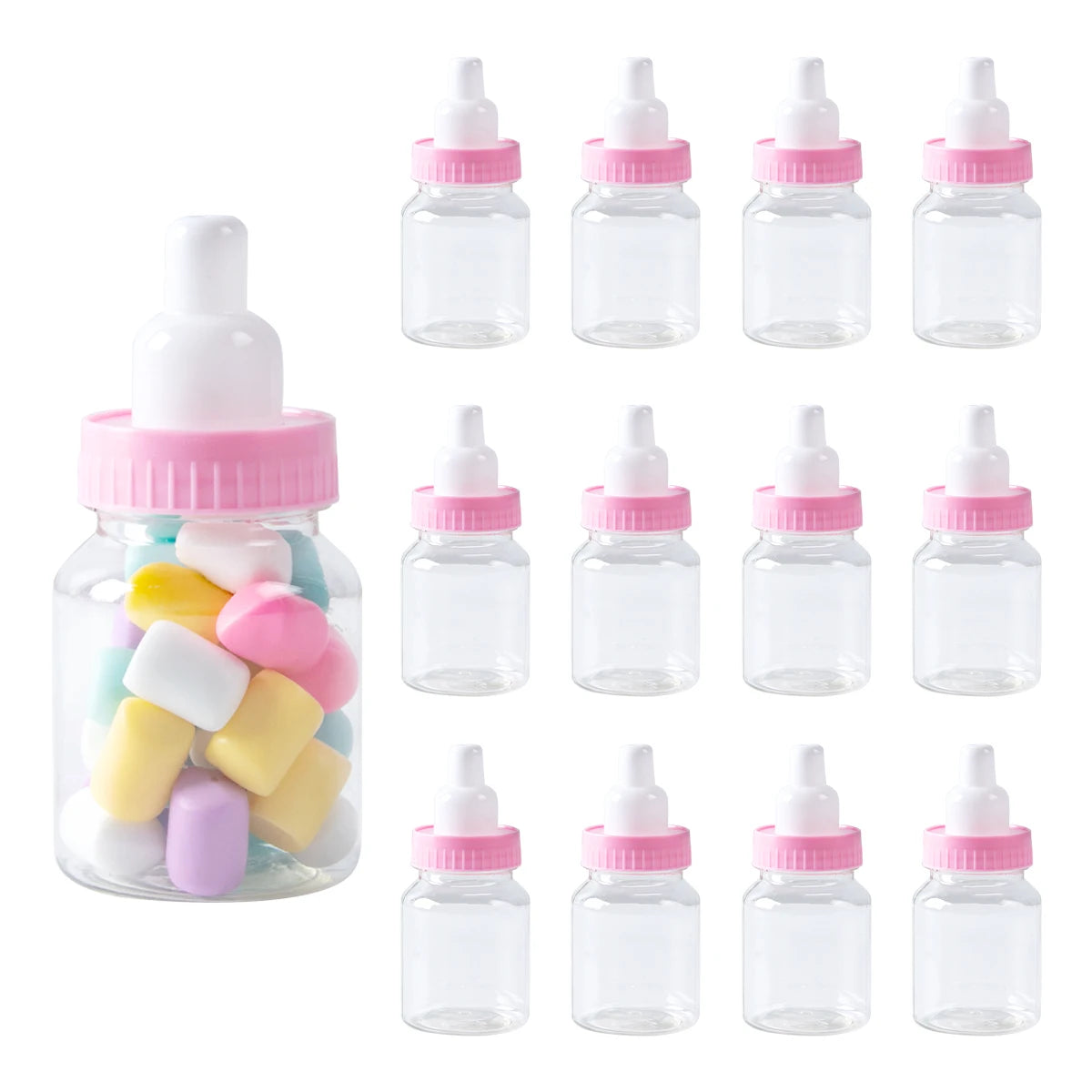 12pcs Blue Pink Mini Baby Bottle Candy Chocolate Marshmallows Packaging Box Baby Bottle Candy Box Baby Shower Gender Reveal Gift