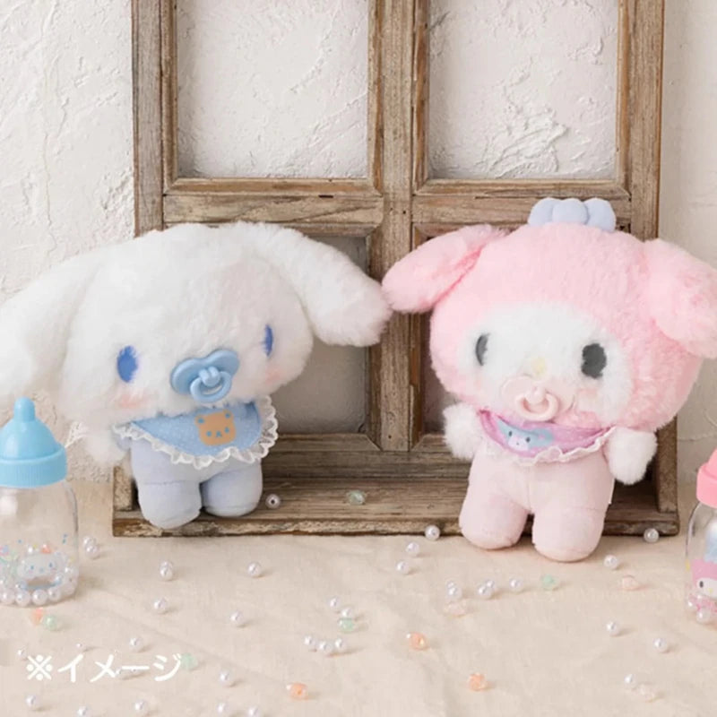 Miniso Sanrio My Melody Hellokitty Cinnamoroll Baby Dress Up Suit Sanrios Baby Pacifier Bottle Plush Set Gifts Box Cute Doll Toy