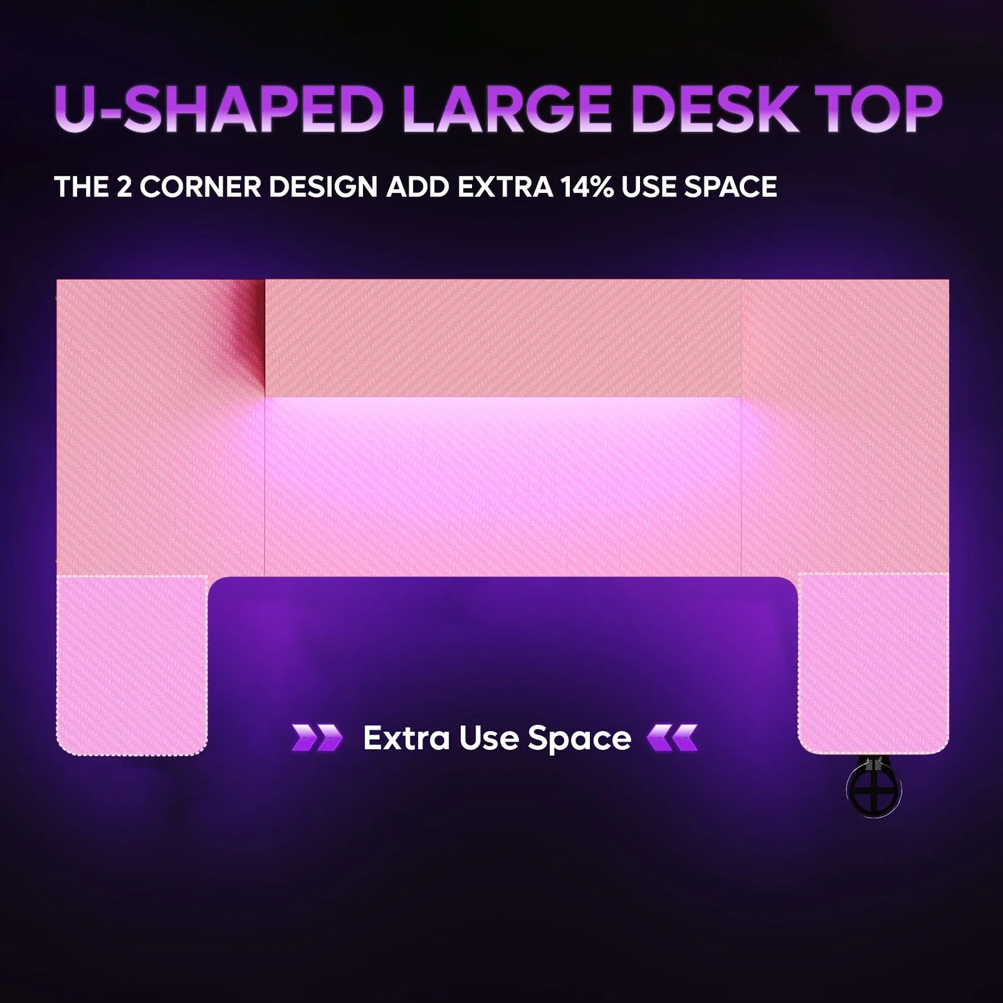 59 Inch U-Shaped Gaming Computer Desk with LED Lights & Monitor Stand & Headphone Hooks & Cup Holder, Home Office Desk, Pink