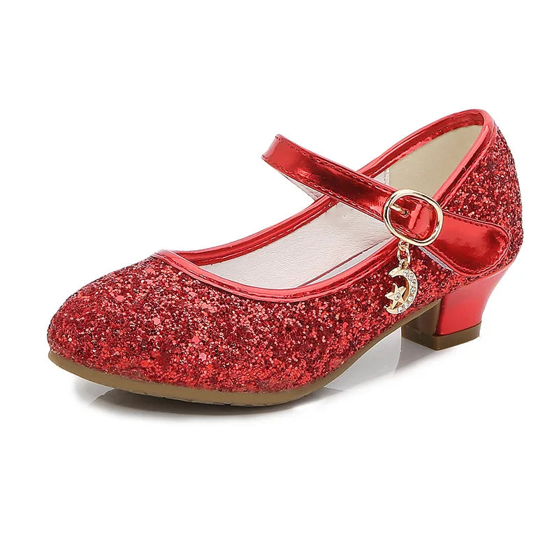 Girls Purple High Heels for Kids Princess RED Leather Shoe