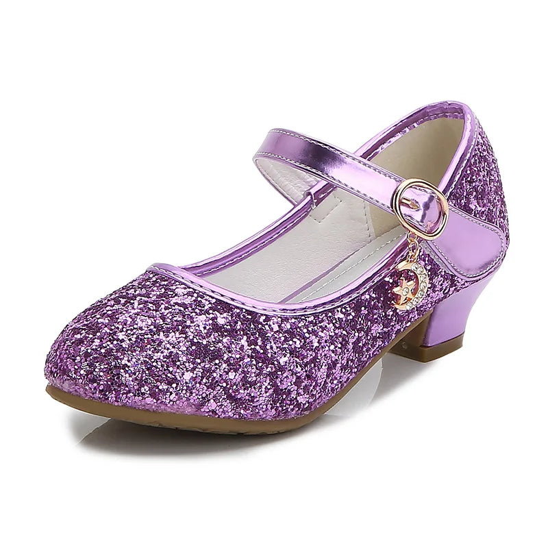 Girls Purple High Heels for Kids Princess RED Leather Shoe