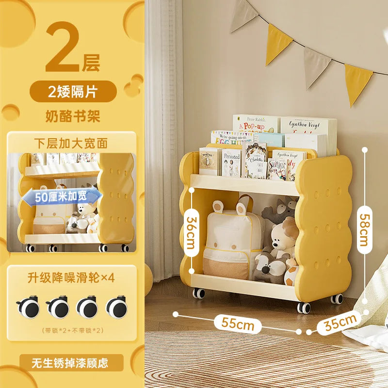 Adjustable Kids Bookshelf - 200LBS Capacity Floor-Standing Organizer for Toys/Books