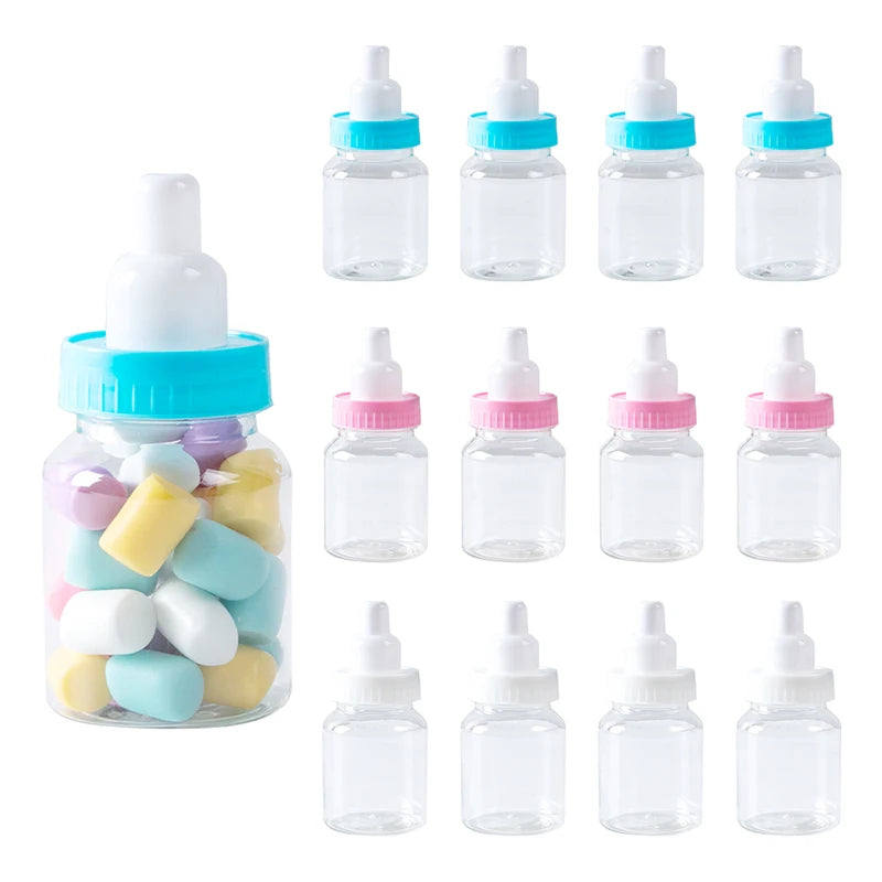 12pcs Blue Pink Mini Baby Bottle Candy Chocolate Marshmallows Packaging Box Baby Bottle Candy Box Baby Shower Gender Reveal Gift