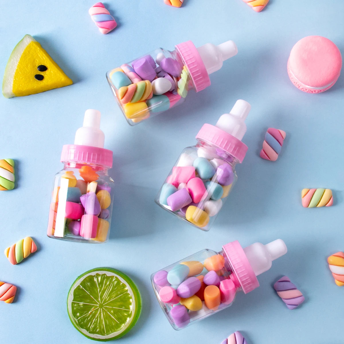 12pcs Blue Pink Mini Baby Bottle Candy Chocolate Marshmallows Packaging Box Baby Bottle Candy Box Baby Shower Gender Reveal Gift