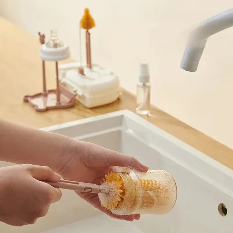 Baby Bottle Cleaning Kit With Drying Rack, Silicone Brushes, Straw & Nipple Cleaner, Storage Box
