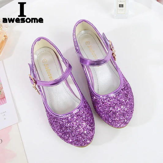Girls Purple High Heels for Kids Princess RED Leather Shoe